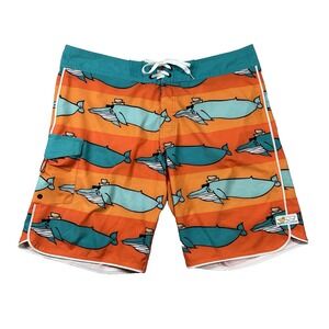 Andy Davis Billabong Shorts Mens 38 Board Surfing Beach All Over Print Whale
